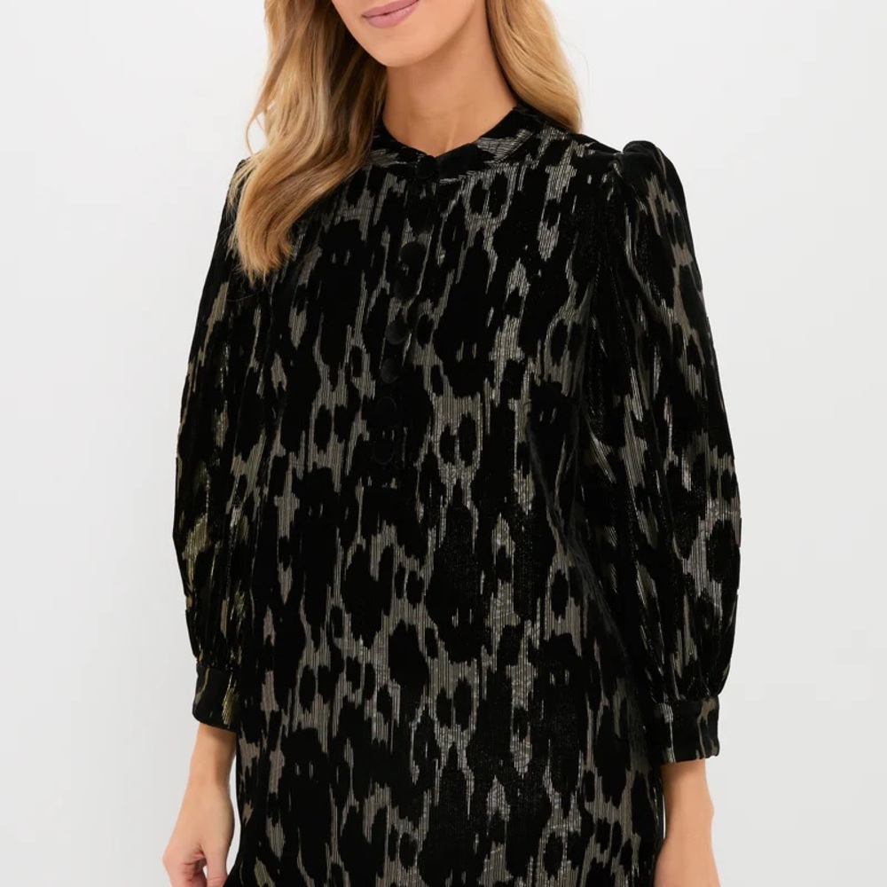 Pomander Place Black and Gold Patterned Blouse